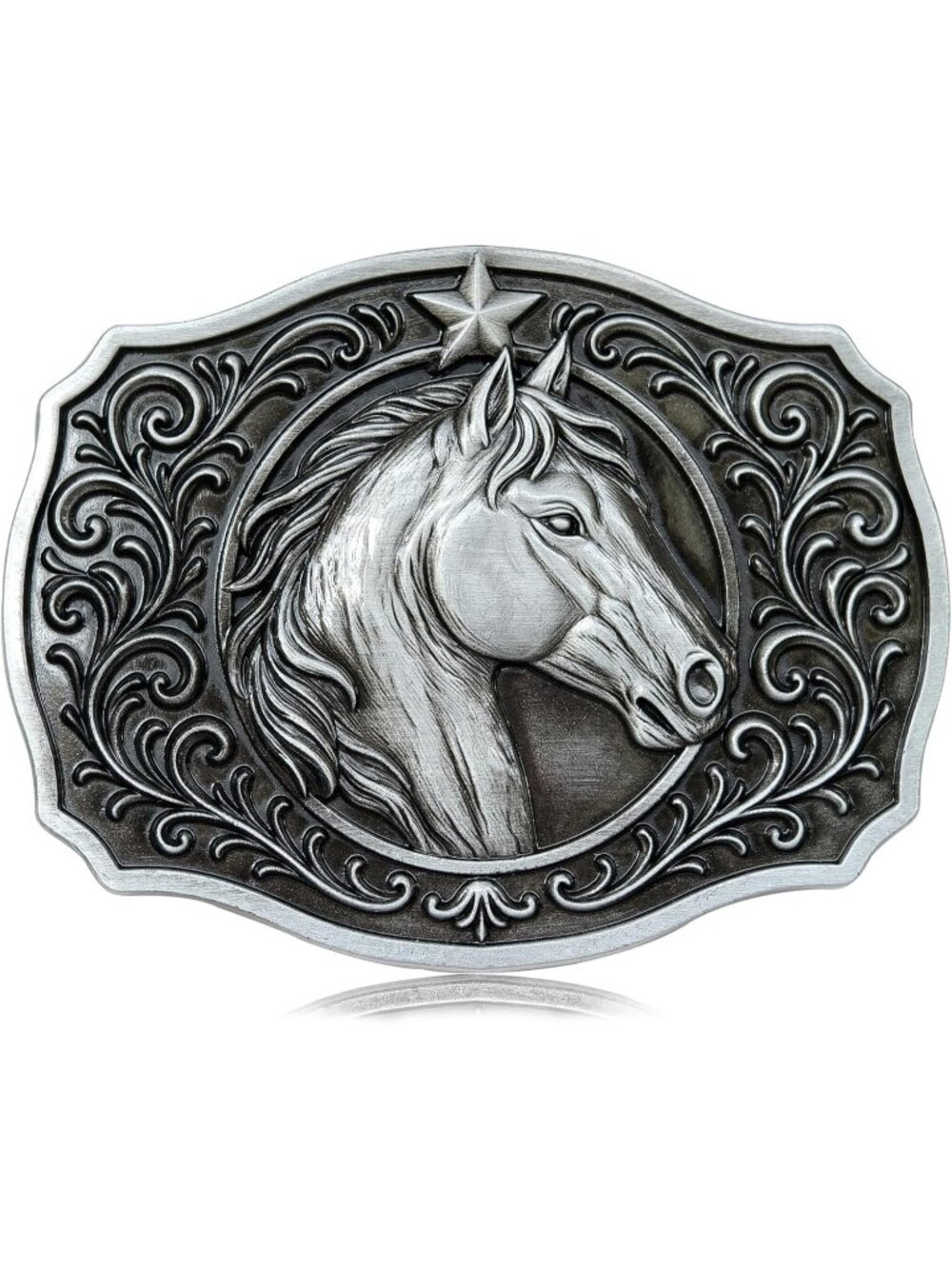 Men Horse Silver Vintage Cowboy Big Buckle Western Style Belt